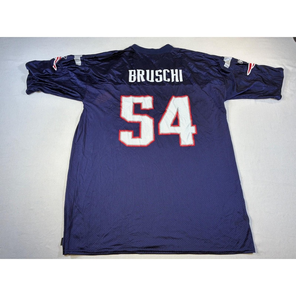 Vintage Mens Reebok New England Patriots Tedy Bruschi 54 Navy Blue NFL Jersey XL